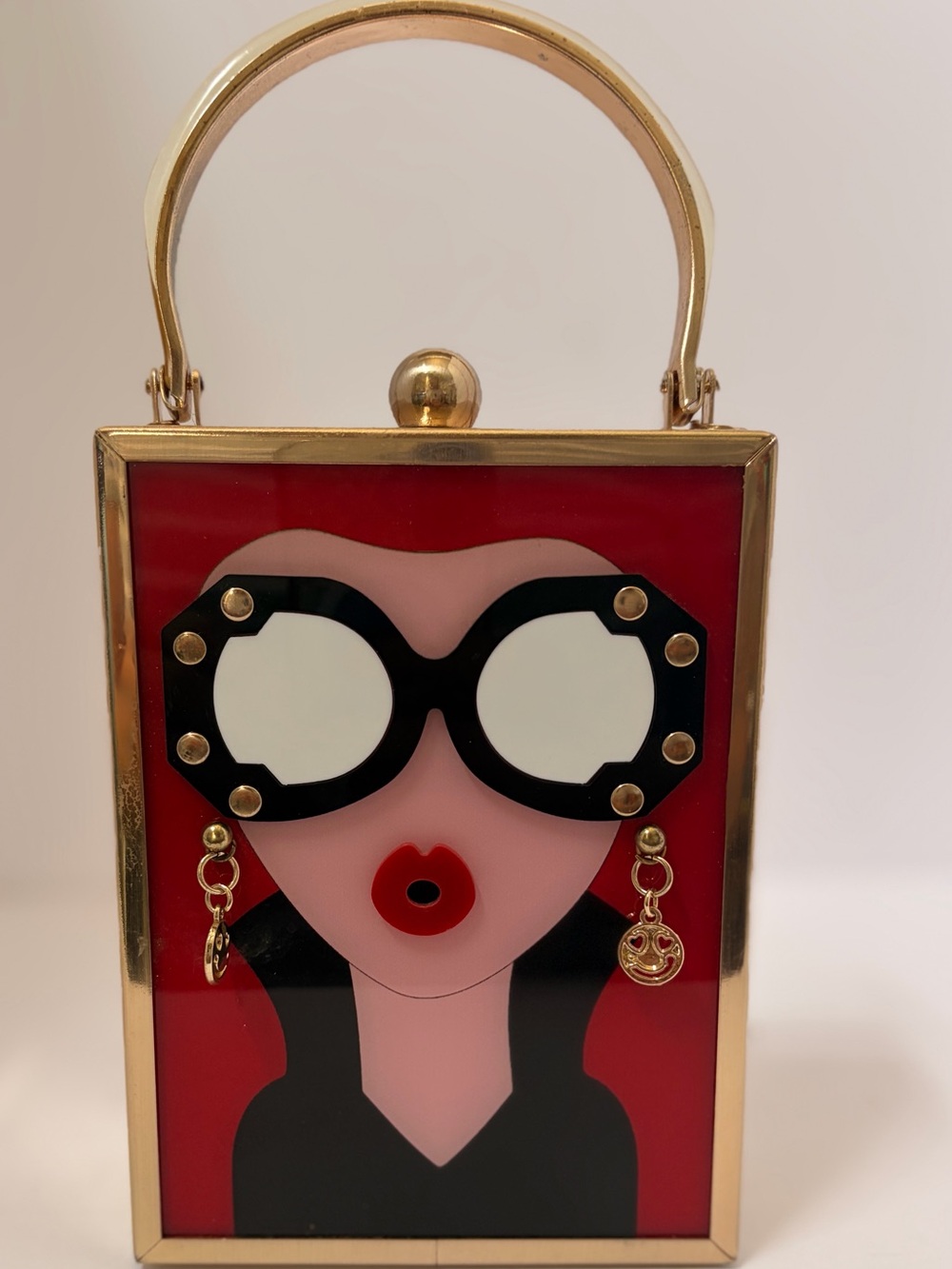 Artistic Top Handle Bag w/ Lady Face Design💋